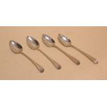 Four George III Old English pattern table spoons, three London 1799 and one London 1800