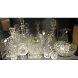 Six decanters and a quantity of other glassware