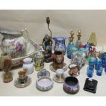 A collection of decorative ceramics and glassware, including Doulton, Poole, Staffordshire and