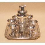 A silver plated cocktail set