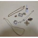 Two gold brooches and other various older dress jewellery