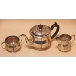 An early 20th century three-piece silver tea set