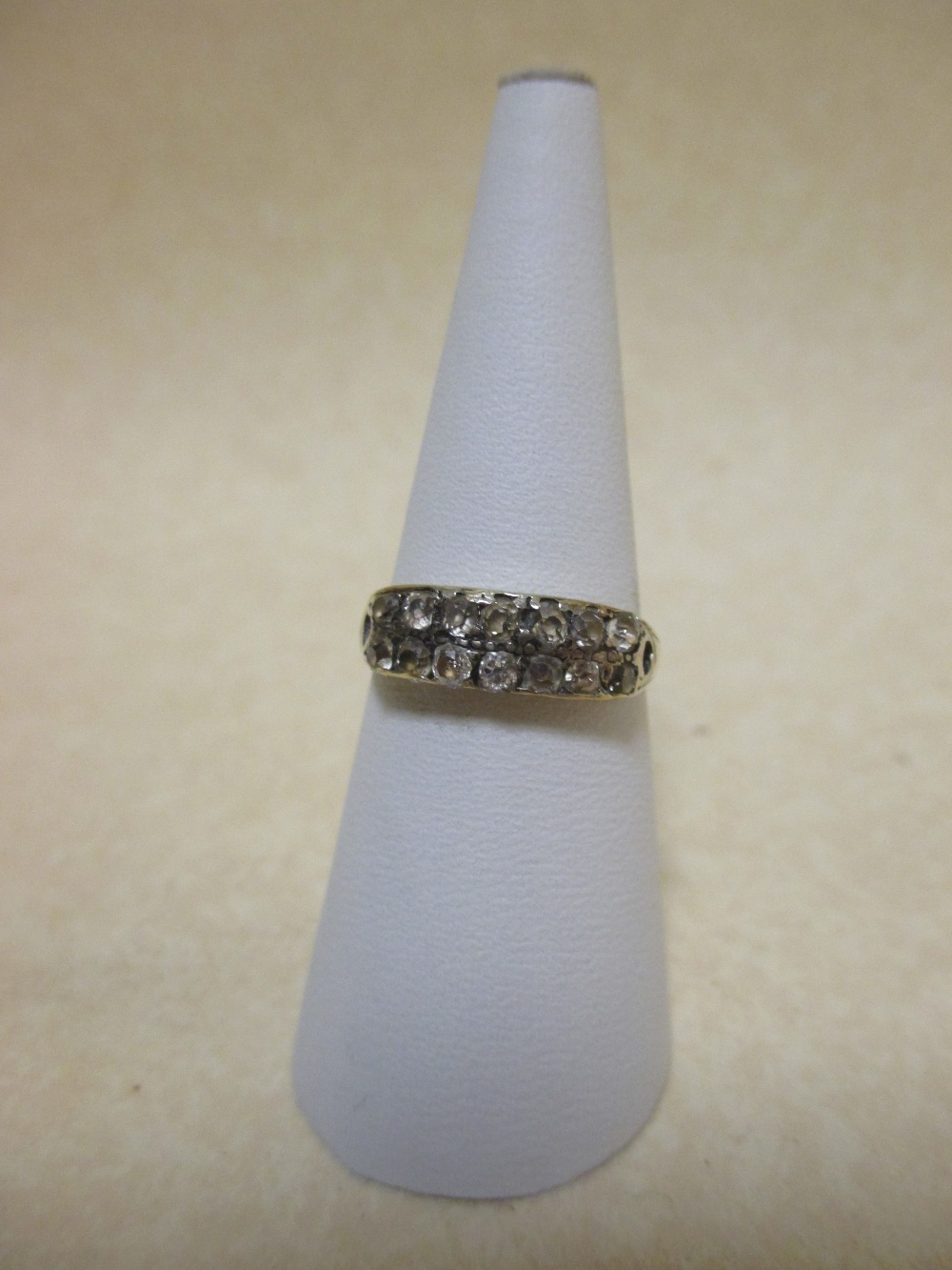 A two row diamond ring set in 18ct gold, size N-O, together with a cornelian seal ring and a loose - Image 4 of 5