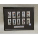 Five groups of ten framed Players cigarette cards of the Uniforms of the Territorial Army issued