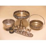 A silver bowl and a quantity of Continental plated items