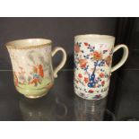 An 18th century Chinese Imari quart mug and another famille rose (2)