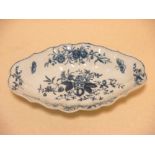 An 18th century Worcester blue and white lozenge shaped dish