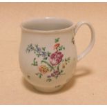 Attirbuted to Bow, an 18th century polychrome floral mug