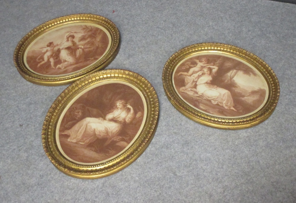 A pair of sepia prints after Angelica Kauffmann and another similar (3)
