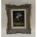 Still life of flowers, oil on board, signed lower right "Szabo (?), 16.5 x 12cm and R T Wilding,