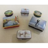 Five boxed Halcyon Days enamelled boxes and a small Limoges box (6)