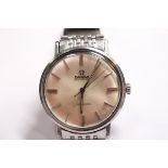 By Omega - a late 1960's gentleman's steel cased 'Seamaster' wristwatch, silvered dial with baton