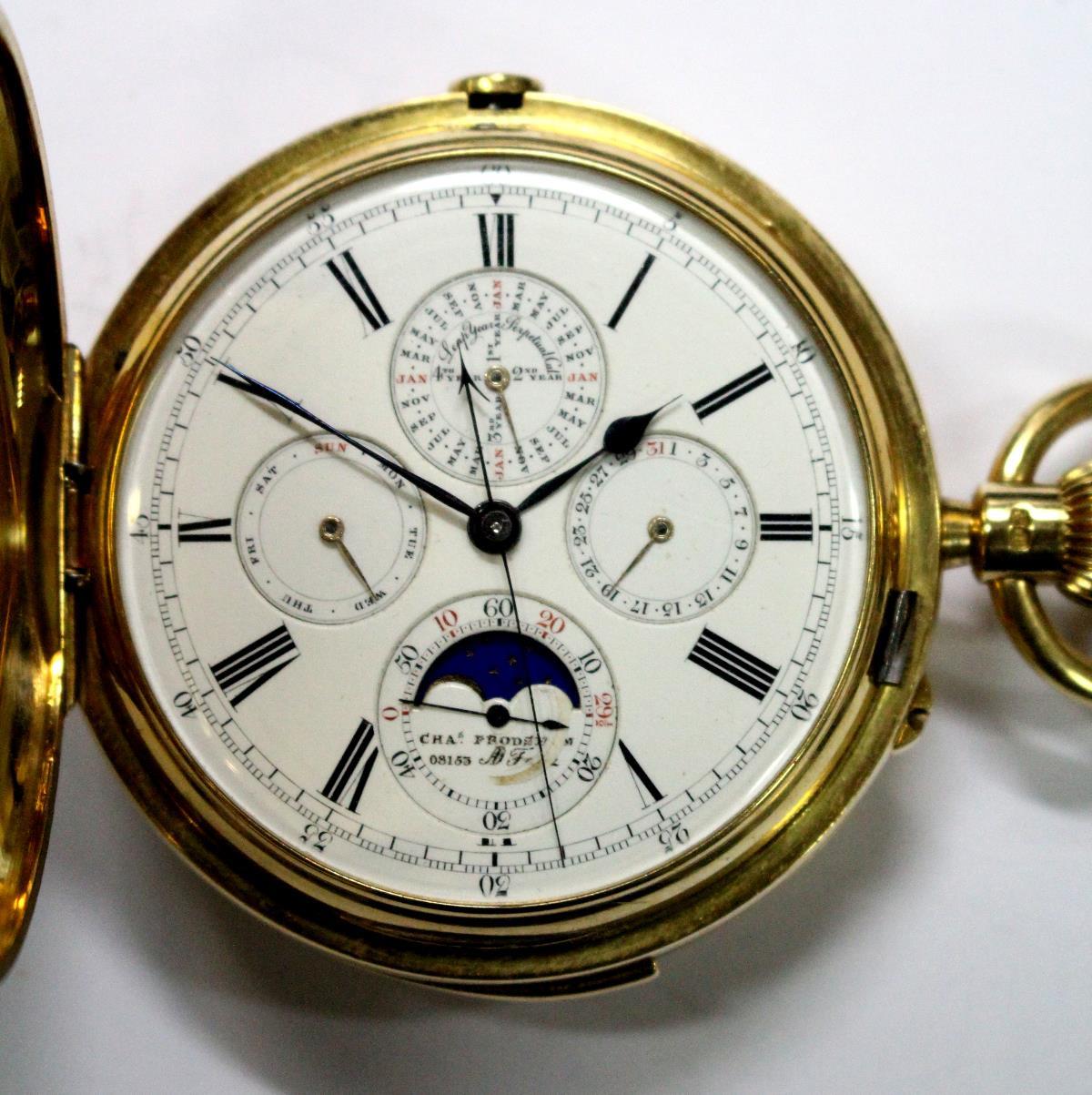 By Charles Frodsham - a late 19th century 18ct gold hunter case repeating perpetual calendar - Image 6 of 11