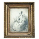 T Colson (British, 19th Century) Portrait of a lady, three-quarter length, seated in a garden signed