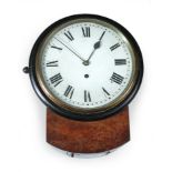 A 19th century drop dial wall timepiece, the mahogany case with replacement side door, 8 inch (20cm)