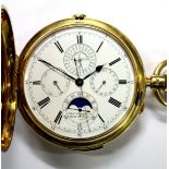 By Charles Frodsham - a late 19th century 18ct gold hunter case repeating perpetual calendar