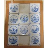 A part framed display of 18th Century Dutch blue and white Tiles (8)