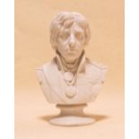 A Coalport parian bust of Lord Nelson by Joshua Pitts, 1853, after the painting by Wichell, 23.5cm