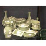 A quantity of Wedgwood green jasperware (13)