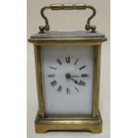 A late 19th century French brass cased Carriage Timepiece