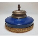 A Sevres powder blue inkwell with ormolu mounts