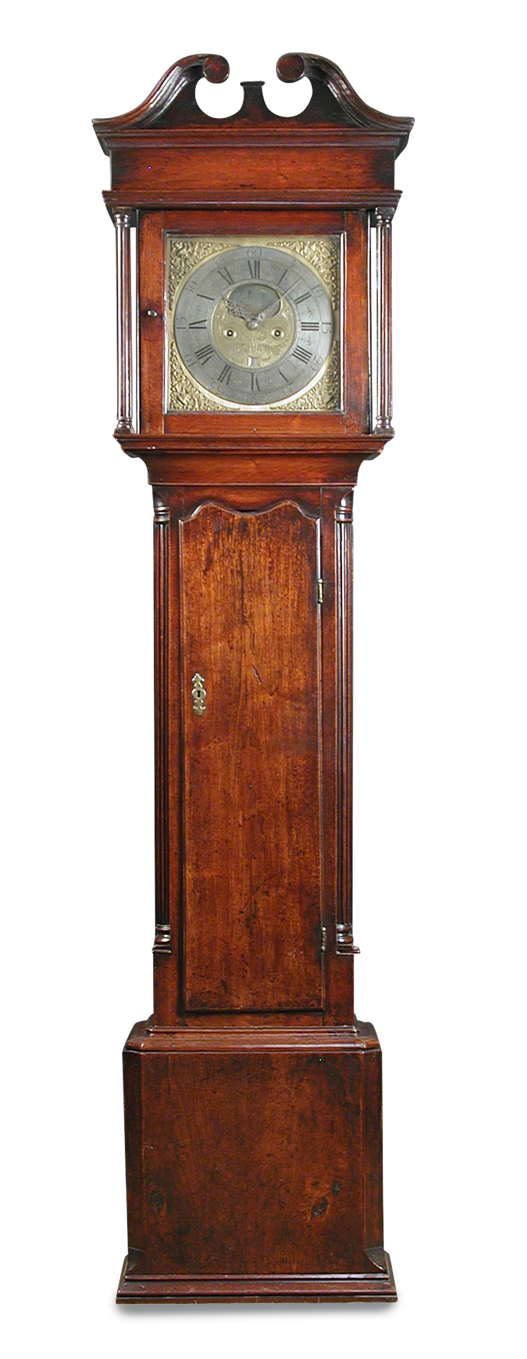 An 18th century mahogany eight day longcase clock with rocking ship automaton, the hood with