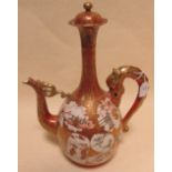 A Kutani ewer and cover, six character mark beginning 'Kaga no Kuni', 39cm high  Restored at the