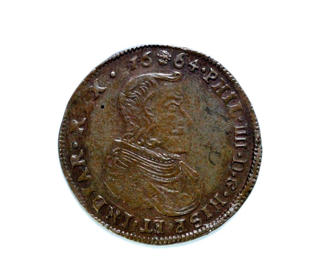 Spain - Philip IV jeton, 1664, VF or better (nice tone) - Image 2 of 2