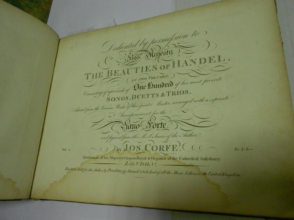 CORFE (J) The Beauties of Handel, 3 vol., London: for the author by Preston, no date, c.1800, oblong - Image 2 of 4