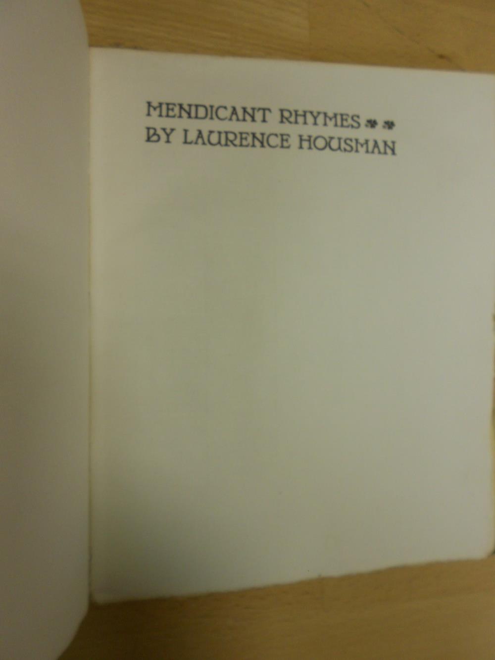 HOUSMAN (L) Mendicant Rhymes, Essex House Press 1906, vellum backed boards; De FONTENELLE (B) A - Image 2 of 4