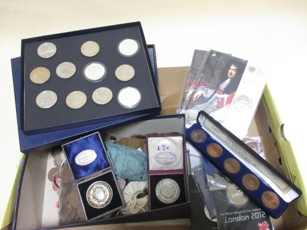 Royal Mint proof collection, £5-1p, boxed, together with approximately twenty £5 coins, various