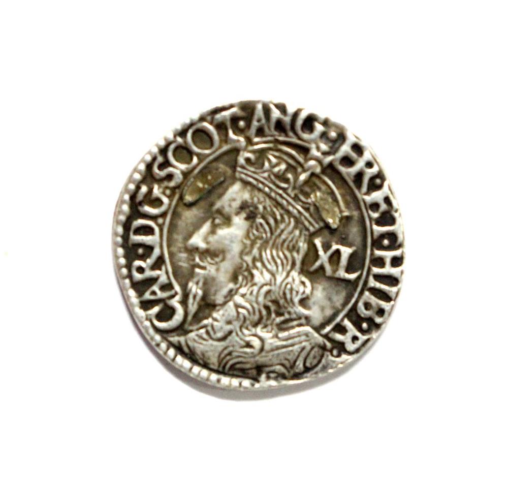 Charles I Scotland 40 pence, VF (but cleaned) - Image 2 of 2