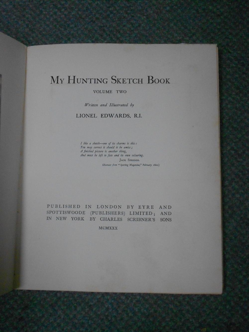 EDWARDS (Lionel) My Hunting Sketchbook, 2 vols 1928-30, 4to, colour plates, very slight stains, - Image 3 of 3