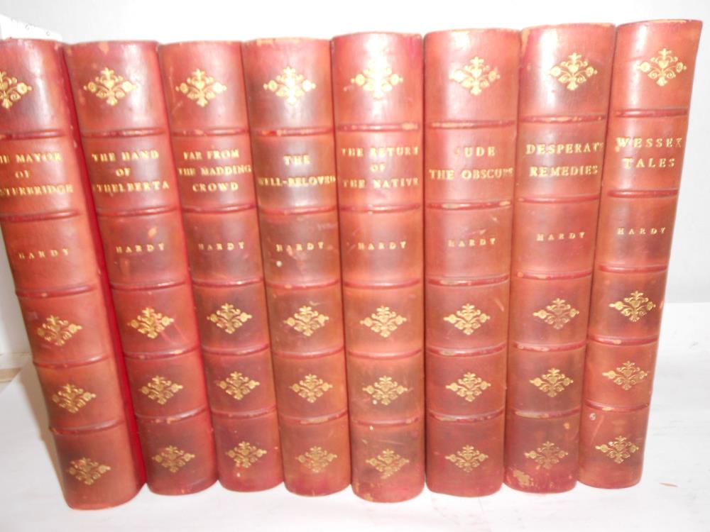 Bindings. HARDY (T) Works, 8 vols. c.1900, 8vo, half calf; KINGSLEY (C) Works, 12 vols., c.1900, - Image 3 of 4