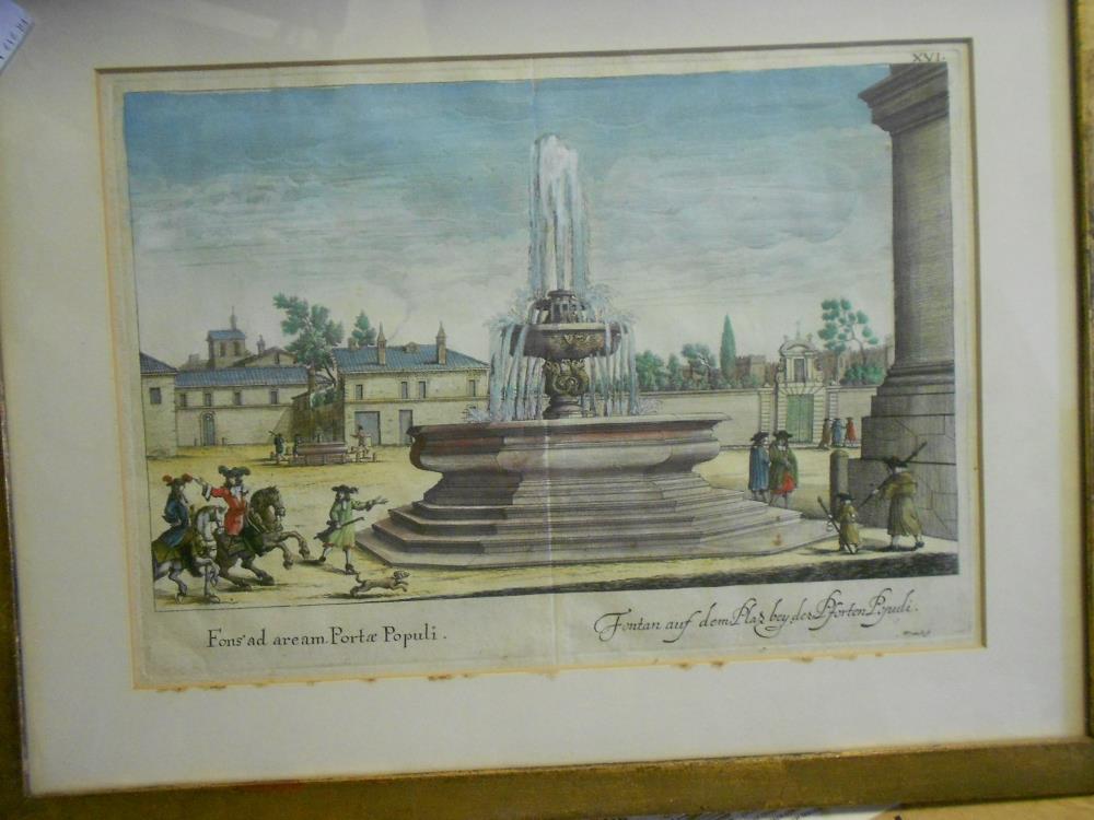 A collection of 18th century Italian engravings, mostly with hand colour, scenic and - Image 7 of 7