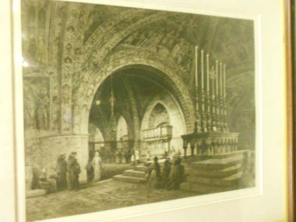 Axel Herman Haig, Architectural studies of Continental church interiors with figures, three etchings - Image 2 of 2
