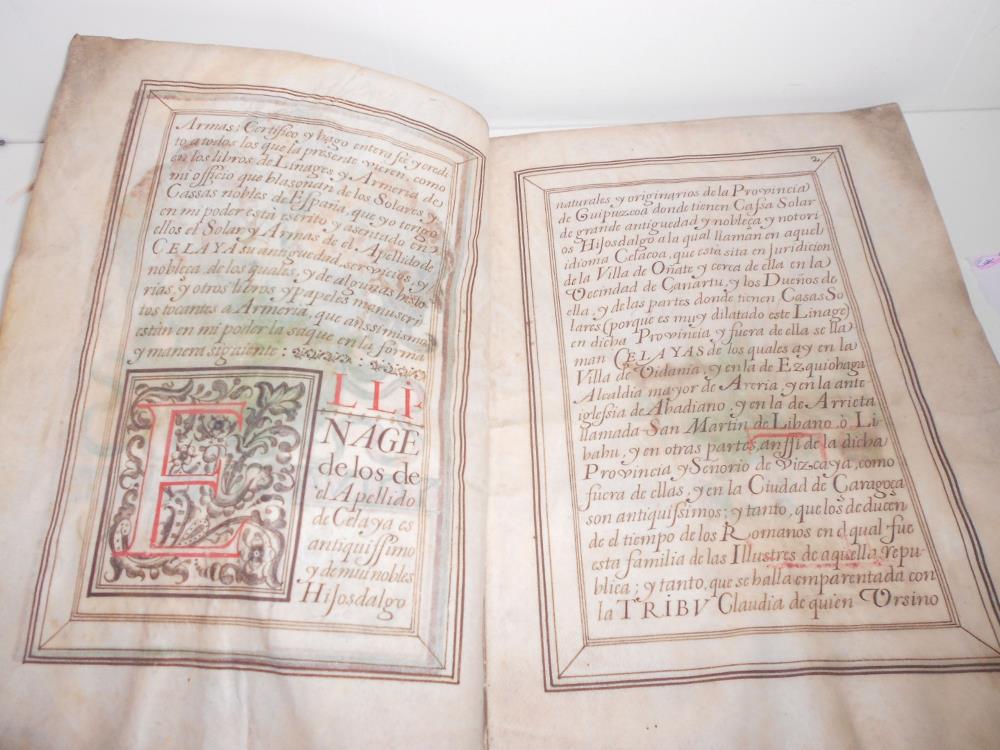 A manuscript Spanish armorial citation or document dated 1648, referring to the Celaya family, on - Image 2 of 5