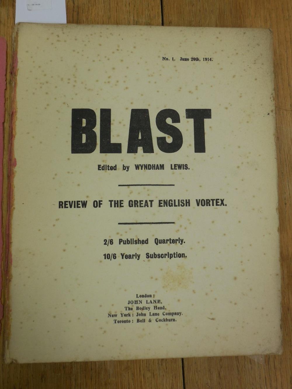 LEWIS (Wyndham; Editor) Blast, No.1 June 20th 1914, with 23 illustrations as required, some dust - Image 2 of 6