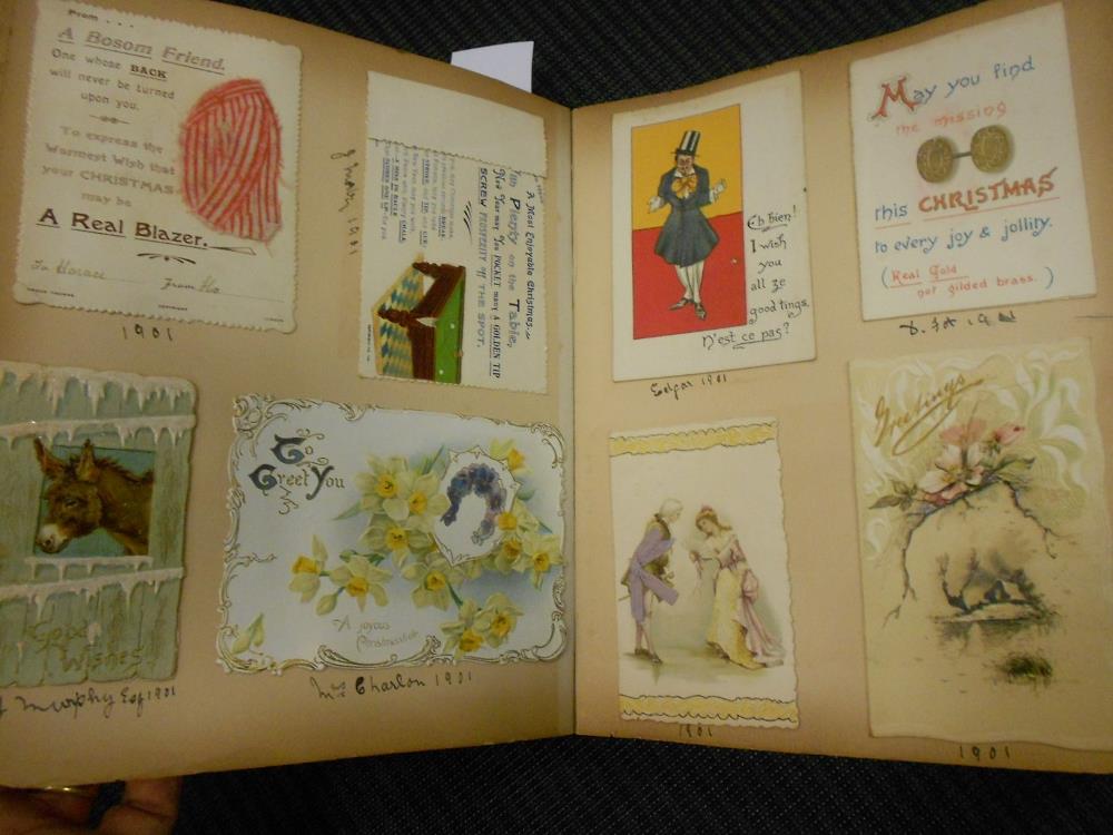 A Scrap album of various Victorian and Edwardian greetings cards including of advertising, Polar and - Image 4 of 5