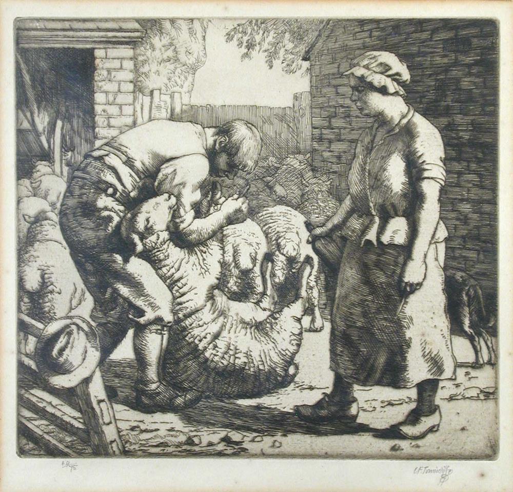 Charles Frederick Tunnicliffe, R.A. (1901-1979) The Sheep Doctors, etching, signed and numbered 64/