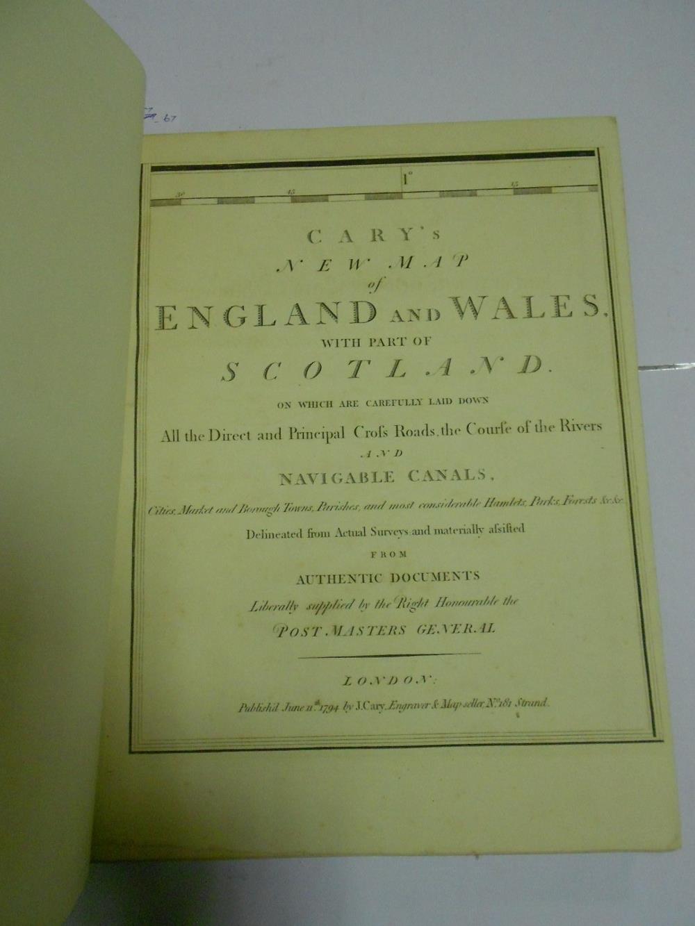 CARY (J) Cary's New Map of England and Wales with part of Scotland, 1794, 4to, generally good, in - Image 2 of 3