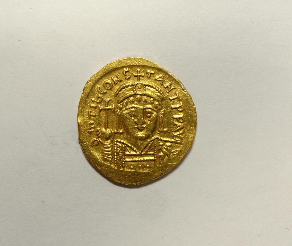 Gold Solidus - Emperor Tiberius II Constantine (578-582AD), Conob, 4.4gm together with a Hadrian