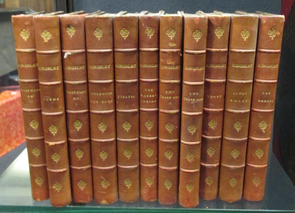 Bindings. HARDY (T) Works, 8 vols. c.1900, 8vo, half calf; KINGSLEY (C) Works, 12 vols., c.1900,