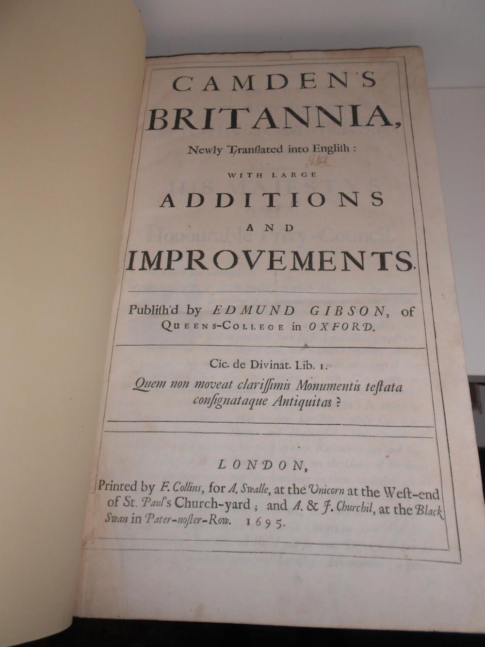 CAMDEN (William) Britannia, Gibson edition, London 1695, folio, 50 double-page maps (6 folding), 9 - Image 3 of 5