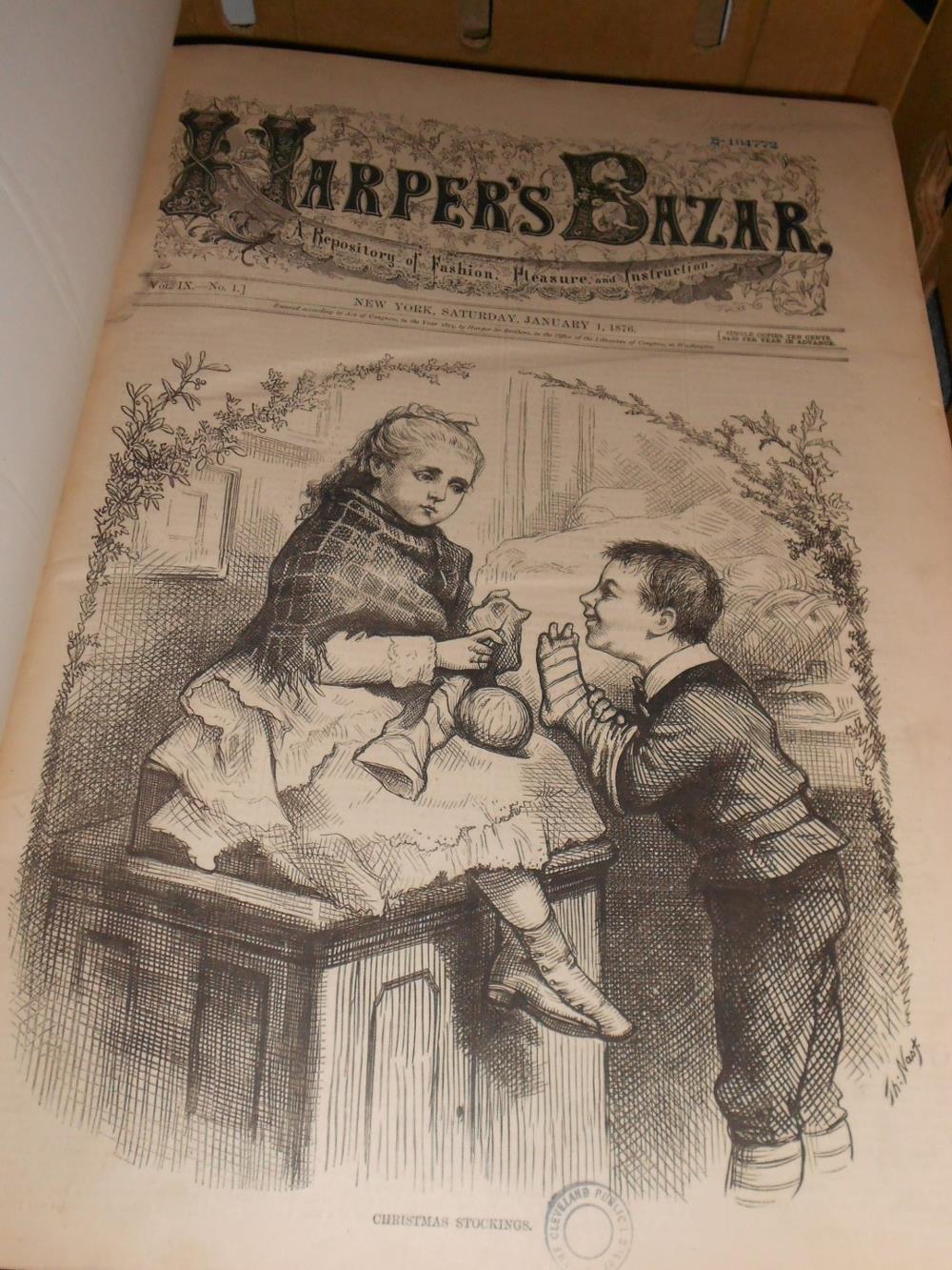 Needlework, costume and lace. Harper's Bazar, bound parts January to December 1876, vol. IX; SYMONDS - Image 2 of 4