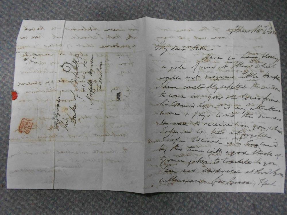 A letter written to the Duke of Norfolk, frank mark of 1838, from 'Fitzalan', relating comments
