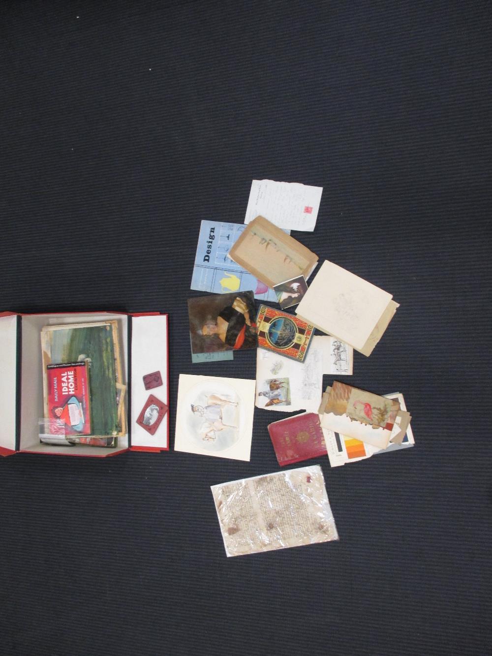 A folio and a box of assorted antique prints, watercolours, drawings and photographs - Image 2 of 3