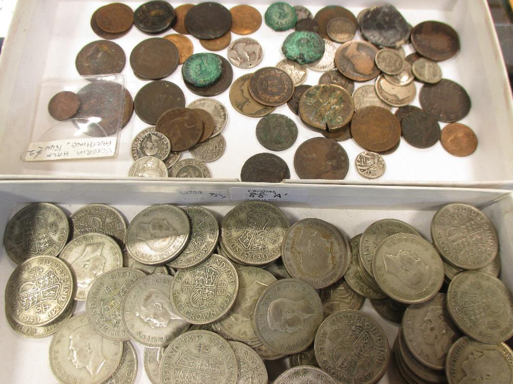 A quantity of 1921-1947 half crowns approximately ninety, together with a quantity of Roman and