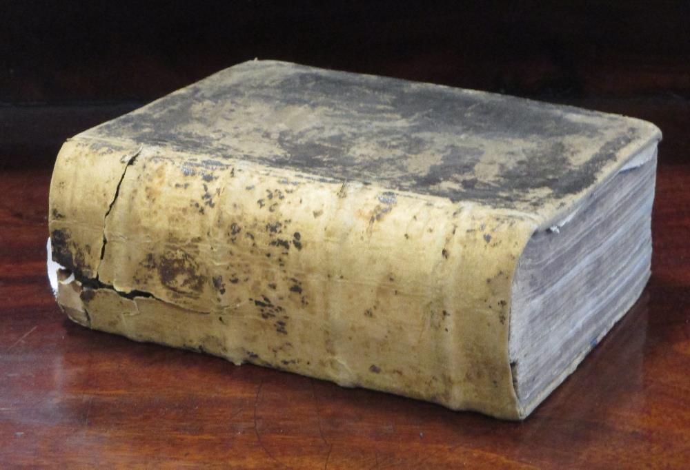 Bible, Christopher Barker 1599, added engraved title (creased), NT title present, Psalms