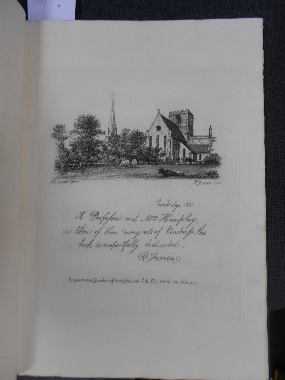 FARREN (Robert) Cambridge and its Neighbourhood, Cambridge 1881, folio, etched title and plates, - Image 3 of 3